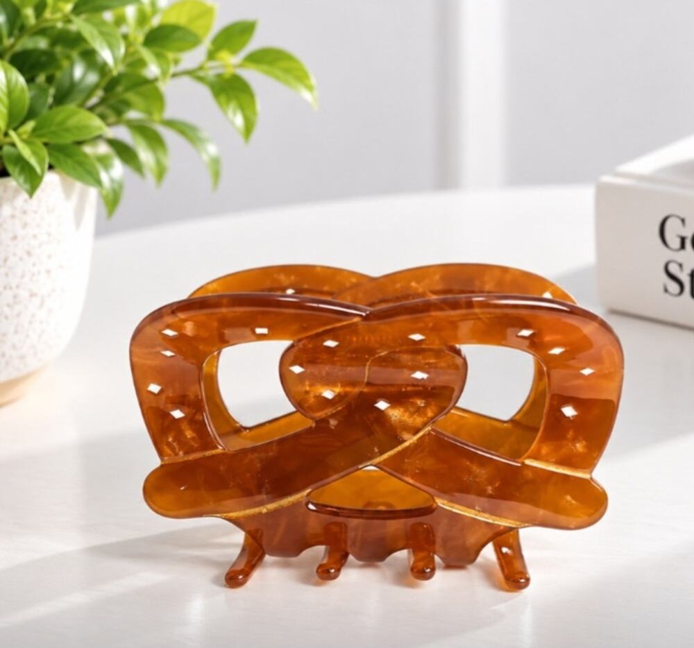 Acetate Pretzel Brown Hair Claw Clip New
